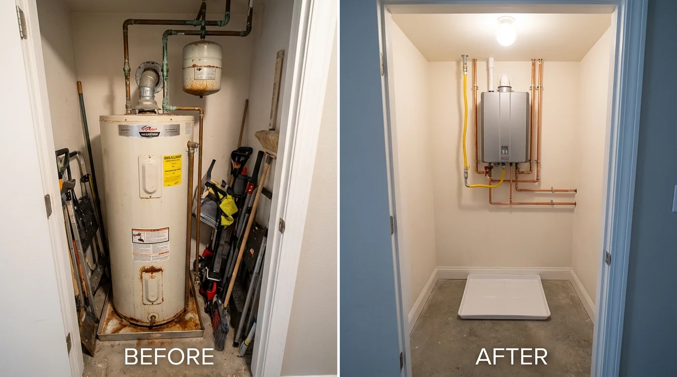Tank water heater versus wall-mounted tankless unit comparison for Wayland, MI homeowners